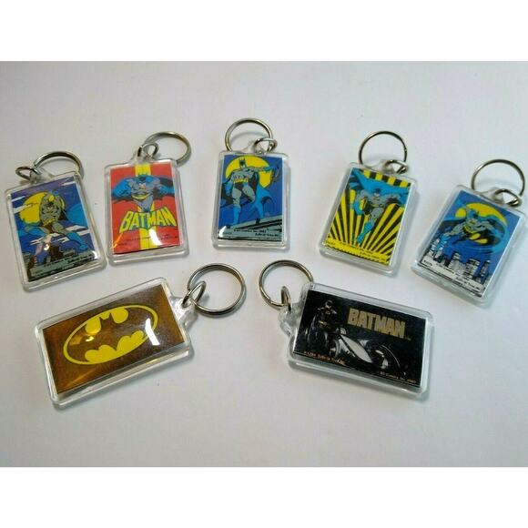 Batman Keychain Lot Of 7 Different Licensed Official DC Comics Superhero's 1980s - Picture 2 of 12